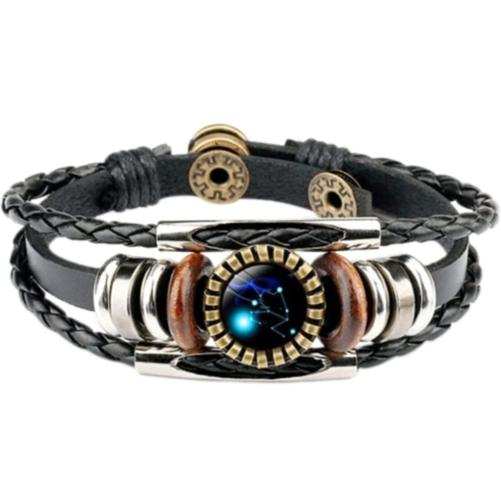 Taurus Constellation Charm Leather Braided Rope Bracelet. NWOT